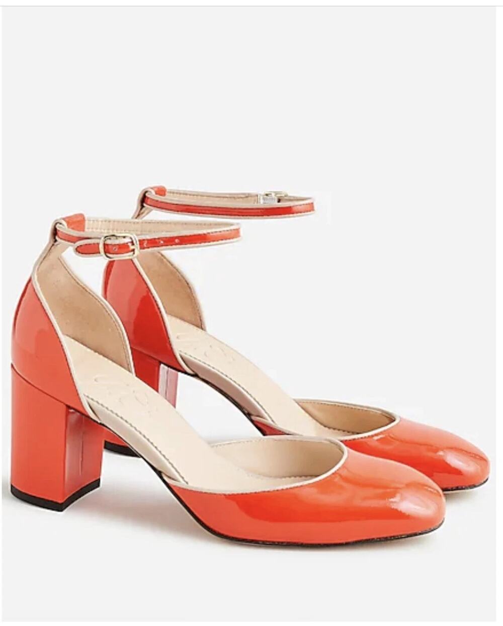 J. Crew Maisie Ankle-Strap Red Patent Italian Leather Heels SZ 10.5 Formal Shoes